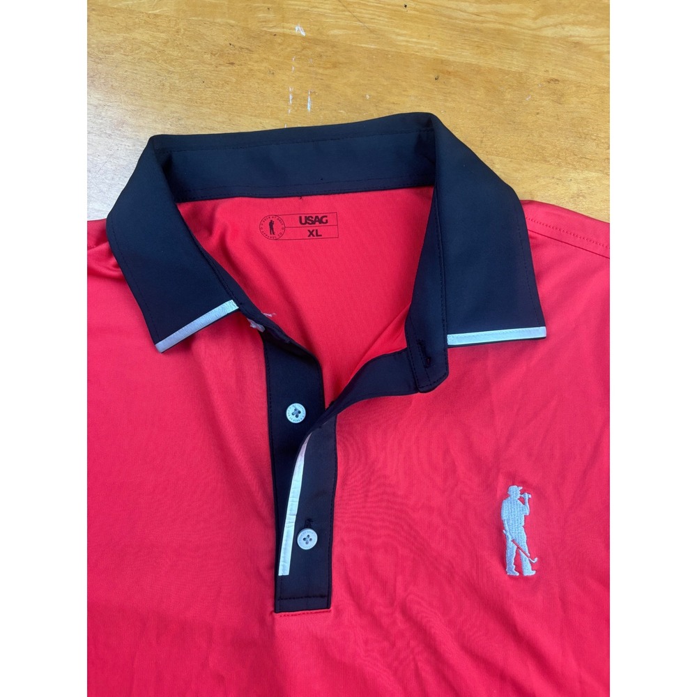 USAG U Suck At Golf Mens XL Red Performance Polo Shirt Short Sleeve Stretch